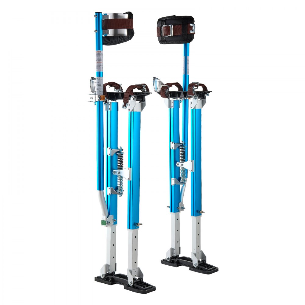VEVOR Drywall Stilts, 24.2–40.3 Inch Adjustable Aluminum Painter Stilts, 228 lbs Load Capacity, Non-Slip Rubber Feet, Dual Spring Shock Absorption, Comfortable Leg Straps for Painting, Decoration,Blue