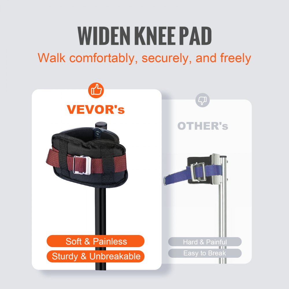 VEVOR Drywall Stilts, 24''-40'' Adjustable Aluminum Tool Stilts with Protective Knee Pads, Durable and Non-slip Work Stilts for Sheetrock Painting, Walking, Taping, Black