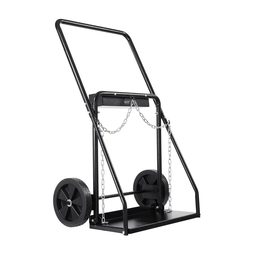 VEVOR Dual Welding Cylinder Cart, Oxygen Acetylene Tank Cart with 440LBS Static Weight Capacity, 10-Inch Solid Wheels and Tank Storage Safety Chains, Suitable for Double 12.5-Inch Dia. Gas Cylinders