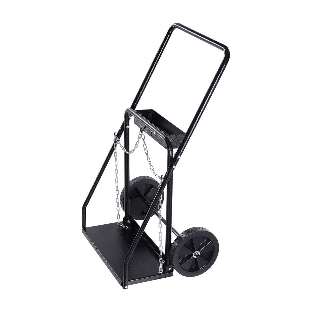 VEVOR Dual Welding Cylinder Cart, Oxygen Acetylene Tank Cart with 440LBS Static Weight Capacity, 10-Inch Solid Wheels and Tank Storage Safety Chains, Suitable for Double 12.5-Inch Dia. Gas Cylinders