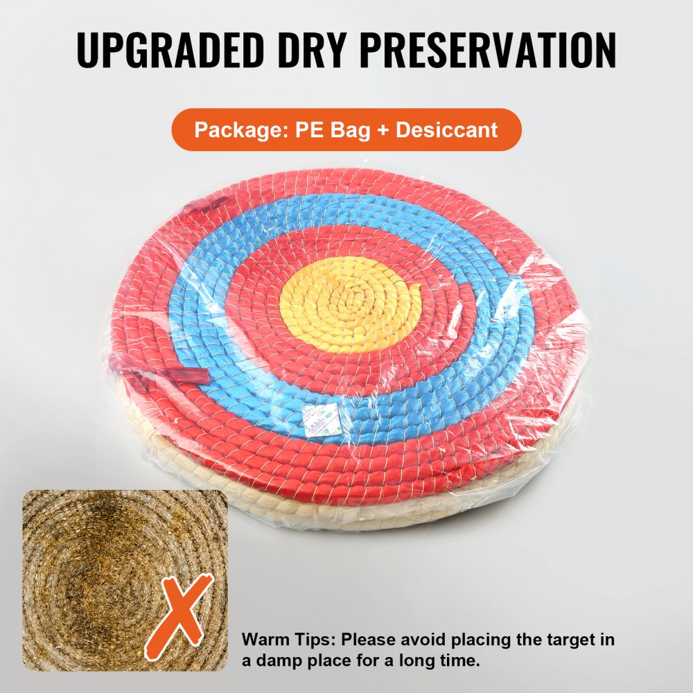 VEVOR Archery Target, 3 Layers 20" Arrow Target, Traditional Solid Straw Round Archery Target Shooting Bow, Hand-Made Arrows Target, Coloured Rope Target for Backyard Outdoor Hunting Shooting Practice