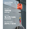 VEVOR 3-in-1 Electric Hoist Winch, 1100 lbs Capacity, 1500W Portable Electric Power Winch, 25 ft Lifting Height, 16.4 ft/min with Manual, Wired & Wireless Remote Control for Factory, Warehouss, Garage