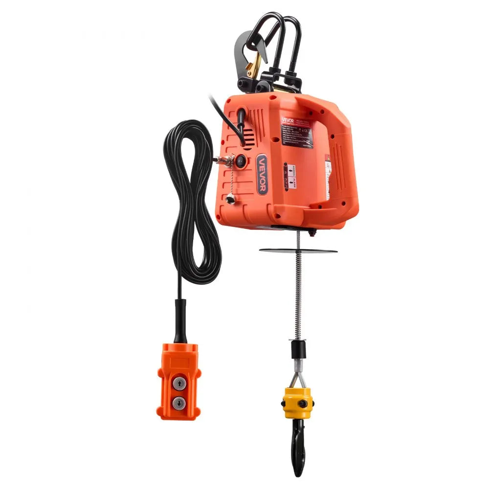 VEVOR 3-in-1 Electric Hoist Winch, 1100 lbs Capacity, 1500W Portable Electric Power Winch, 25 ft Lifting Height, 16.4 ft/min with Manual, Wired & Wireless Remote Control for Factory, Warehouss, Garage