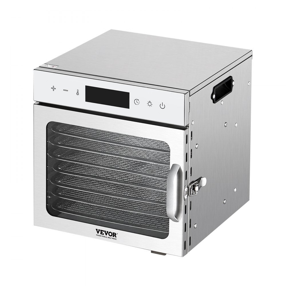 VEVOR Food Dehydrator Machine, 8 Stainless Steel Trays, 400W Electric Food Dryer with Adjustable Temperature & 24-Hour Timer, Heated Dryer for Jerky, Meat, Fruit, Vegetables, Herbs, Dog Treats
