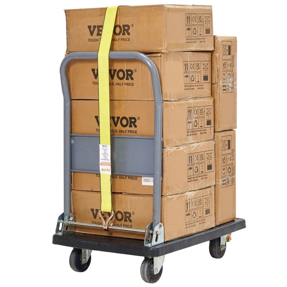 VEVOR Ratchet Tie Down Straps (4PK), 5000 lb Break Strength, Double J Hook Includes 4 Premium 2" x 15' Rachet Tie Downs with Padded Handles, for Moving Securing Cargo, Appliances, Lawn Equipment