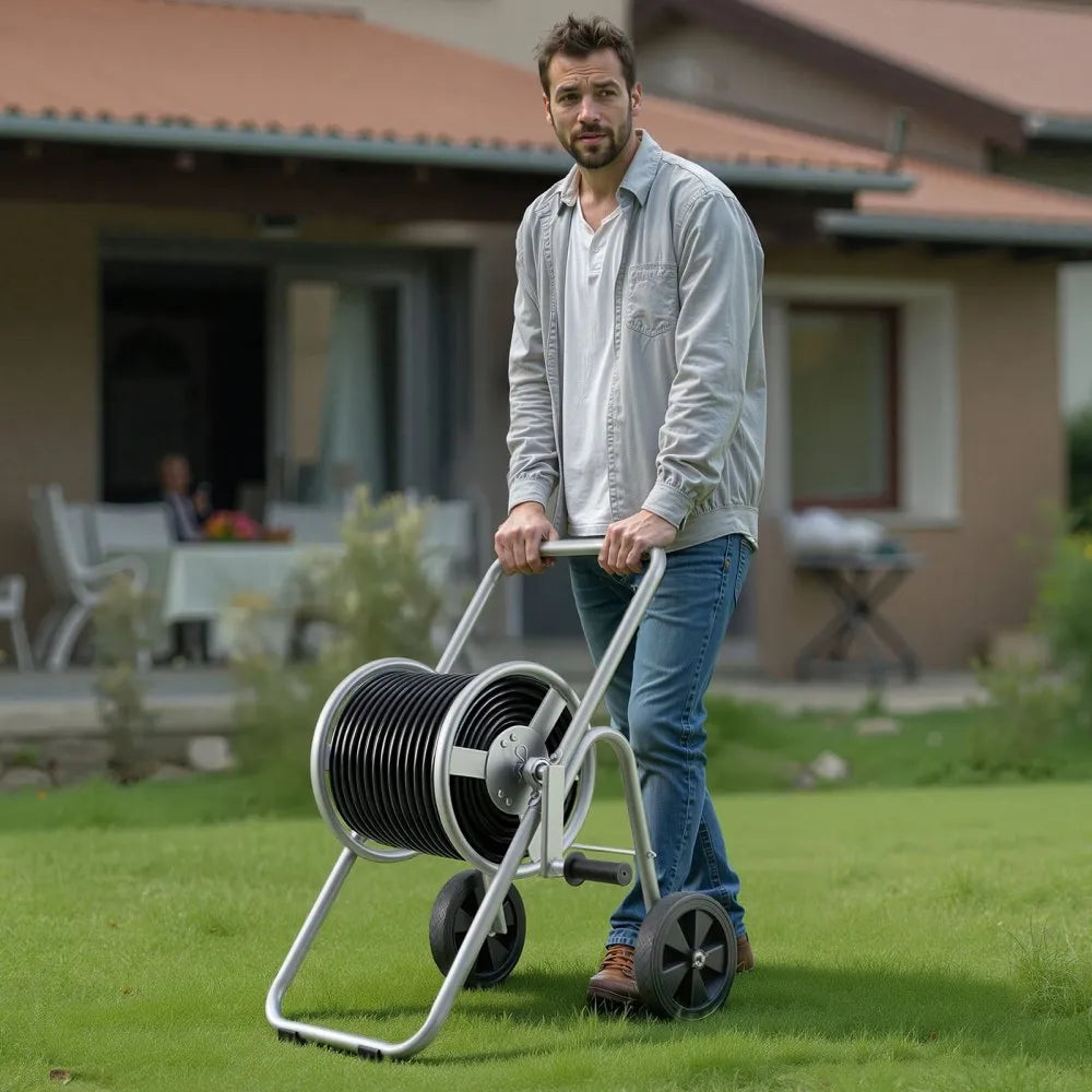 VEVOR Hose Reel Cart, Hold Up to 175 ft of 5/8’’ Hose (Hose Not Included), Garden Water Hose Carts Mobile Tools with Wheels, Heavy Duty Powder-coated Steel Outdoor Planting for Garden, Yard, Lawn