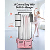 VEVOR Dance Bag with Garment Rack, 23 Inch Rolling Dance Duffel, with Wheels, USB Port, Height Adjustable Clothes Rack, Privacy Protection Curtain, Ideal for Travel and Competitions, Sparkling Pink