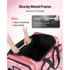 VEVOR Dance Bag with Garment Rack, 23 Inch Rolling Dance Duffel, with Wheels, USB Port, Height Adjustable Clothes Rack, Privacy Protection Curtain, Ideal for Travel and Competitions, Sparkling Pink