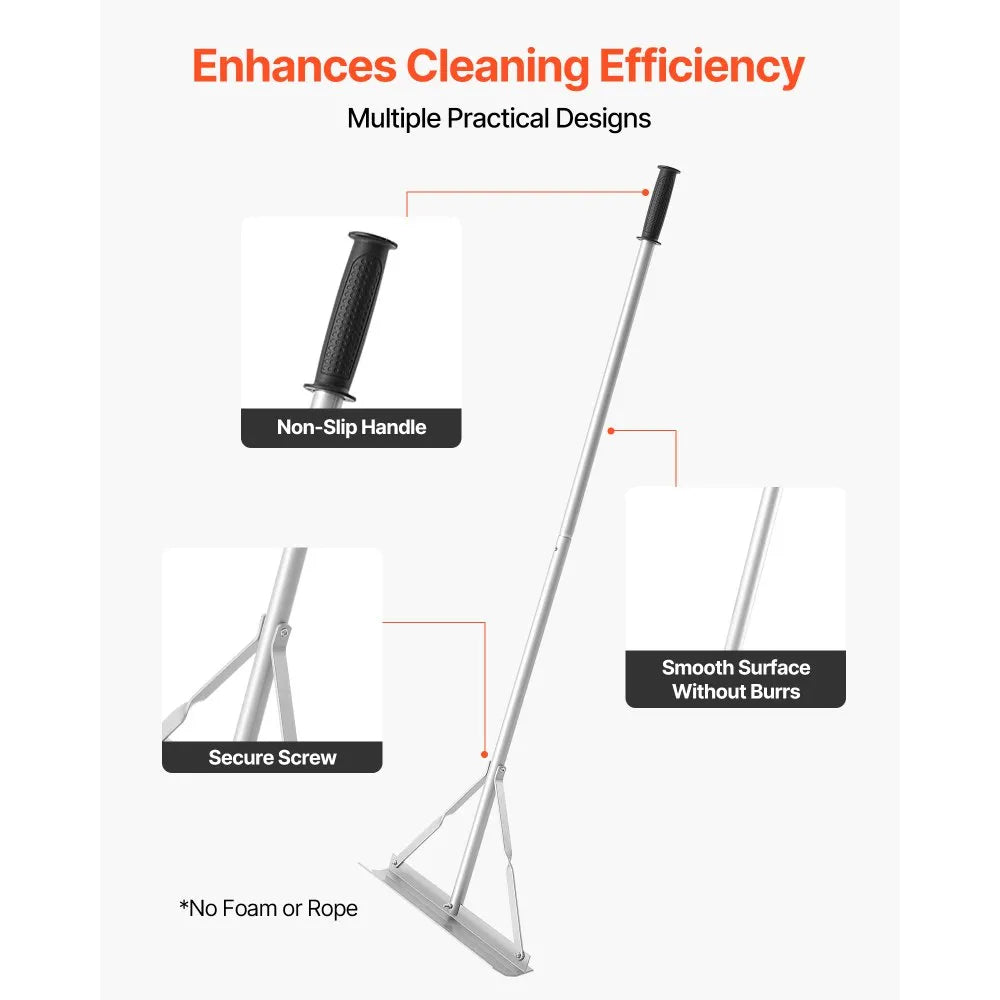 VEVOR Landscape Rake, 60 inch Handle 20 inch Wide Head, Large Heavy Duty Aluminum Landscaping Level, Asphalt Rake Tool for Asphalt & Land Leveling, Concrete Paving, Sand Flattening, No Teeth