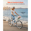 VEVOR Women Bike, 26 in Beach Cruiser Bike, 7-Speed Adult City Bicycle with Carbon Steel Frame, 330 lbs Capacity, Basket, Rear Rack & Dual V-Brakes, White