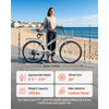 VEVOR Women Bike, 26 in Beach Cruiser Bike, 7-Speed Adult City Bicycle with Carbon Steel Frame, 330 lbs Capacity, Basket, Rear Rack & Dual V-Brakes, White