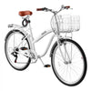 VEVOR Women Bike, 26 in Beach Cruiser Bike, 7-Speed Adult City Bicycle with Carbon Steel Frame, 330 lbs Capacity, Basket, Rear Rack & Dual V-Brakes, White