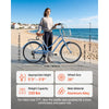 VEVOR Women Bike, 26 in Beach Cruiser Bike, 7-Speed Adult City Bicycle with Aluminum Alloy Frame, 330 lbs Capacity, Basket, Rear Rack & Dual V-Brakes, Light Blue
