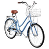 VEVOR Women Bike, 26 in Beach Cruiser Bike, 7-Speed Adult City Bicycle with Aluminum Alloy Frame, 330 lbs Capacity, Basket, Rear Rack & Dual V-Brakes, Light Blue