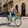 VEVOR Women Bike, 26 in Beach Cruiser Bike, 7-Speed Adult City Bicycle with Carbon Steel Frame, 330 lbs Capacity, Basket, Rear Rack & Dual V-Brakes, Mint Green
