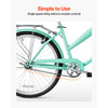 VEVOR Women Bike, 26 in Beach Cruiser Bike, Single-Speed Adult City Bicycle with Steel Frame, 330 lbs Capacity, Basket, Rear Rack & Dual V-Brakes, Mint Green