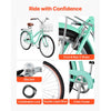 VEVOR Women Bike, 26 in Beach Cruiser Bike, Single-Speed Adult City Bicycle with Steel Frame, 330 lbs Capacity, Basket, Rear Rack & Dual V-Brakes, Mint Green