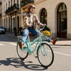 VEVOR Women Bike, 26 in Beach Cruiser Bike, Single-Speed Adult City Bicycle with Steel Frame, 330 lbs Capacity, Basket, Rear Rack & Dual V-Brakes, Mint Green