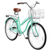VEVOR Women Bike, 26 in Beach Cruiser Bike, Single-Speed Adult City Bicycle with Steel Frame, 330 lbs Capacity, Basket, Rear Rack & Dual V-Brakes, Mint Green