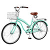 VEVOR Women Bike, 26 in Beach Cruiser Bike, Single-Speed Adult City Bicycle with Steel Frame, 330 lbs Capacity, Basket, Rear Rack & Dual V-Brakes, Mint Green