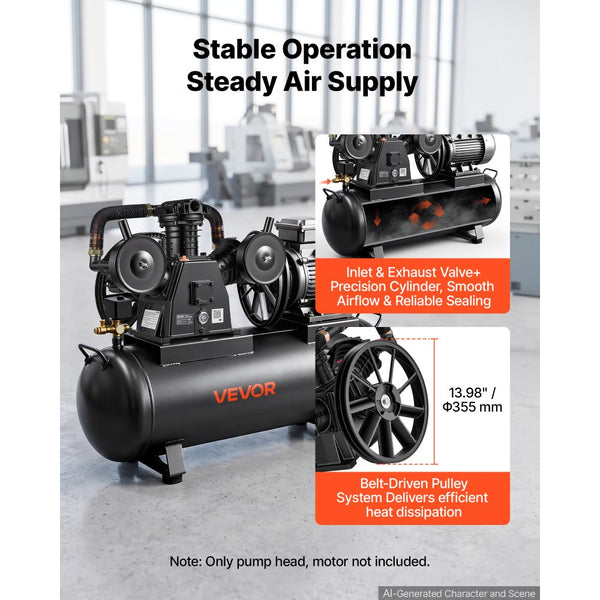 Vevor Air Compressor Pump Head 7.5 HP 19.3 CFM 3-Cylinder Single-Stage ...
