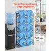 VEVOR Water Jug Holder, 5 Tiers Double Rows 3 and 5 Gallon Water Bottle Holder for 10 Bottles, Heavy Duty Jug Rack Organizer with Handles, Easy Assembly, for Kitchen, Office, Living Room, Black