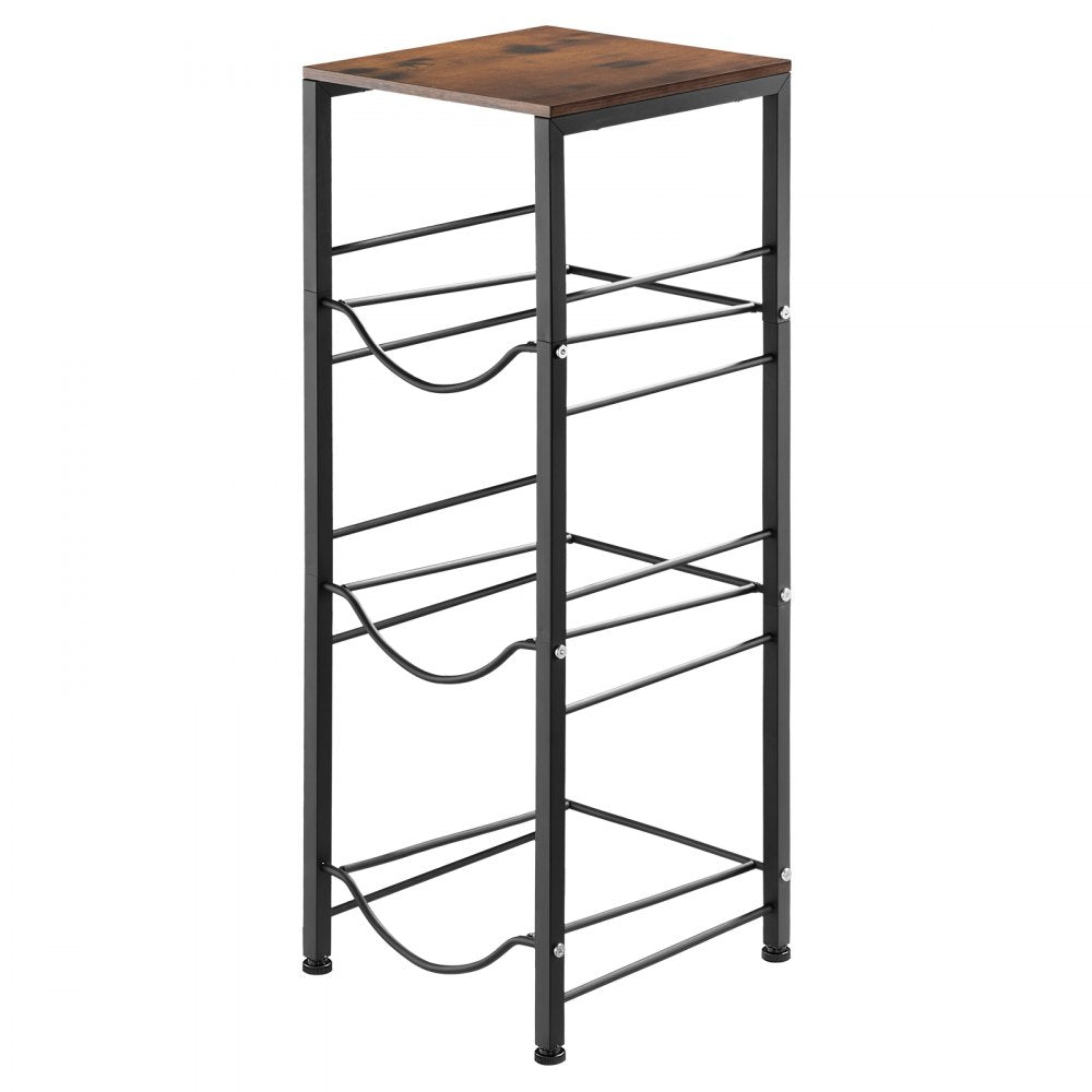 VEVOR Water Jug Holder, 4 Tiers 3 and 5 Gallon Water Bottle Holder for 3 Bottles, Heavy Duty Jug Rack Organizer with Storage Shelf, Detachable for Kitchen, Office, Living Room, Black and Brown
