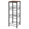 VEVOR Water Jug Holder, 4 Tiers 3 and 5 Gallon Water Bottle Holder for 3 Bottles, Heavy Duty Jug Rack Organizer with Storage Shelf, Detachable for Kitchen, Office, Living Room, Black and Brown