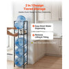VEVOR Water Jug Holder, 5 Tiers 3 and 5 Gallon Water Bottle Holder for 4 Bottles, Heavy Duty Jug Rack Organizer with Storage Shelf, Adjustable Feet, and Handle, for Kitchen, Office, Living Room, Black