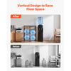 VEVOR Water Jug Holder, 4 Tiers Double Rows 3 and 5 Gallon Water Bottle Holder for 4 Bottles, Heavy Duty Jug Rack Organizer with Storage Shelf and Drawer, for Kitchen, Living Room, Black and Brown