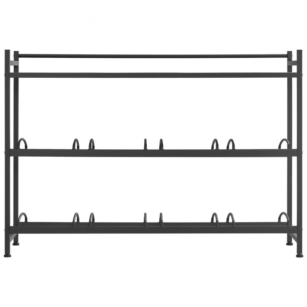 VEVOR Water Jug Holder, 3 Tiers 4 Rows 3 and 5 Gallon Water Bottle Holder for 8 Bottles, Heavy Duty Jug Rack Organizer with Storage Shelf, Angled Design, for Kitchen, Office, Living Room, Black