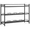 VEVOR Water Jug Holder, 3 Tiers 4 Rows 3 and 5 Gallon Water Bottle Holder for 8 Bottles, Heavy Duty Jug Rack Organizer with Storage Shelf, Angled Design, for Kitchen, Office, Living Room, Black
