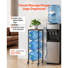 VEVOR Water Jug Holder, 4 Tiers 3 and 5 Gallon Water Bottle Holder for 3 Bottles, Heavy Duty Jug Rack Organizer with Storage Shelf and Casters, for Kitchen, Office, Living Room, Black and Brown