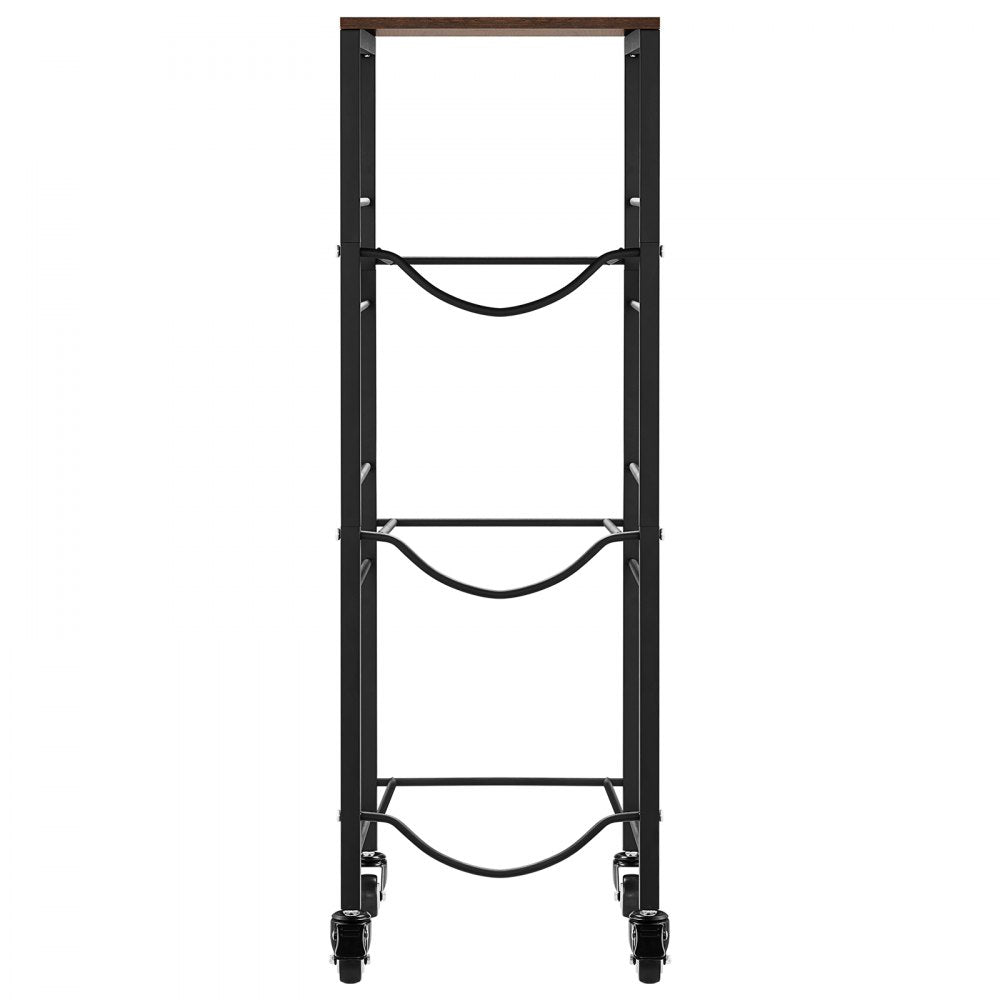 VEVOR Water Jug Holder, 4 Tiers 3 and 5 Gallon Water Bottle Holder for 3 Bottles, Heavy Duty Jug Rack Organizer with Storage Shelf and Casters, for Kitchen, Office, Living Room, Black and Brown