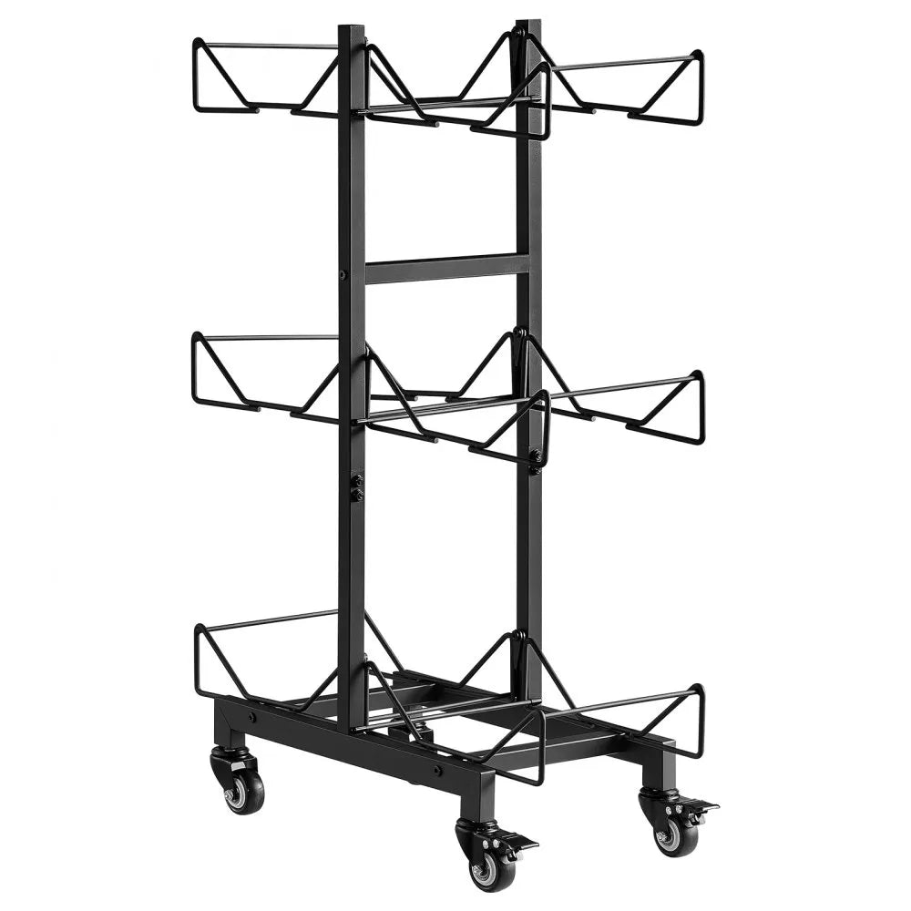 VEVOR Water Jug Holder, 3 Tiers Double Rows 3 and 5 Gallon Water Bottle Holder for 6 Bottles, Heavy Duty Jug Rack Organizer with Casters and Handles, Foldable for Kitchen, Office, Living Room, Black