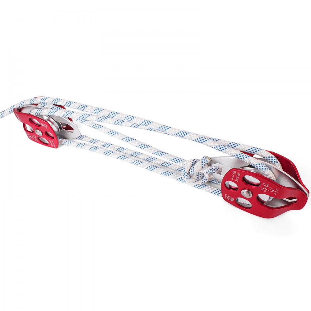Twin Sheave Block and Tackle 7700LBS Pulley 150Ft, 1/2Inch Double Braid Rope