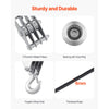 VEVOR 4400 lbs Breaking Strength 100 FT Rope Pulley Hoist, 5:1 Lifting Power Heavy Duty Pulley System with 2pcs Soft Loops, Metal Wheels Bearing Structure, Block and Tackle for Lifting Heavy Objects