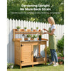 VEVOR Potting Bench Table, 3-in-1 Outdoor Gardening Wooden Workstation with 44 x 19 in Galvanized Iron Tabletop, Garden Work Station with Drawer, Storage Cabinet & Shelves, Hooks for Patio, Backyard
