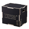 VEVOR 3 in 1 Plyometric Jump Box, 16/14/12 Inch Wooden Plyo Box, Platform & Jumping Agility Box, Anti-Slip Fitness Exercise Step Up Box for Home Gym Training, Conditioning Strength Training, Black