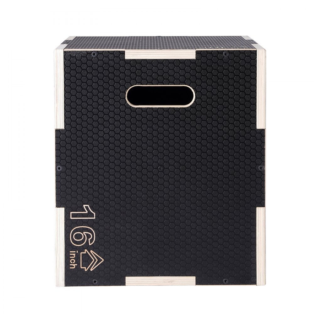 VEVOR 3 in 1 Plyometric Jump Box, 20/18/16 Inch Wooden Plyo Box, Platform & Jumping Agility Box, Anti-Slip Fitness Exercise Step Up Box for Home Gym Training, Conditioning Strength Training, Black