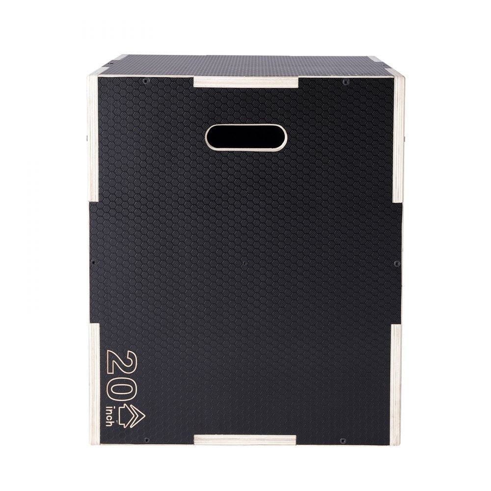 VEVOR 3 in 1 Plyometric Jump Box, 30/24/20 Inch Wooden Plyo Box, Platform & Jumping Agility Box, Anti-Slip Fitness Exercise Step Up Box for Home Gym Training, Conditioning Strength Training, Black