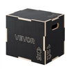 VEVOR 3-in-1 Wooden Plyo Box, 12/14/16-Inch, Non-Slip Plyometric Jump Boxes, for Home Gym, Step-Up Training Exercise Platform with Smooth Edges, Built-In Handles, Pre-Drilled Holes & Stable Support