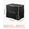 VEVOR 3-in-1 Wooden Plyo Box, 16/20/24-Inch, Non-Slip Plyometric Jump Boxes, for Home Gym, Step-Up Training Exercise Platform with Smooth Edges, Built-In Handles, Pre-Drilled Holes & Stable Support