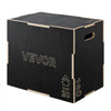 VEVOR 3-in-1 Wooden Plyo Box, 16/20/24-Inch, Non-Slip Plyometric Jump Boxes, for Home Gym, Step-Up Training Exercise Platform with Smooth Edges, Built-In Handles, Pre-Drilled Holes & Stable Support