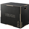 VEVOR 3-in-1 Wooden Plyo Box, 20/24/30-Inch, Non-Slip Plyometric Jump Boxes, for Home Gym, Step-Up Training Exercise Platform with Smooth Edges, Built-In Handles, Pre-Drilled Holes & Stable Support