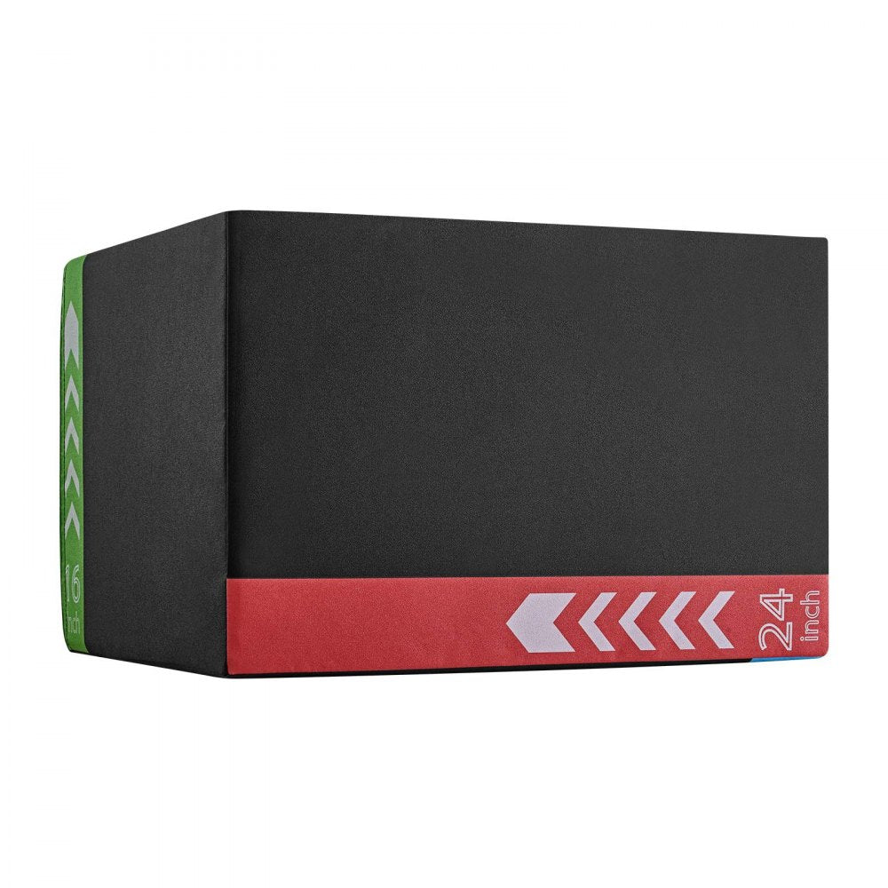 VEVOR 3-in-1 High-Density Foam Plyo Box 16/20/24-Inch Plyometric Jump Boxes, for Home Gym, Non-Slip Step-Up Training Exercise Platform with Impact Cushioning, PVC Mesh, Rounded Edges, Stable Support