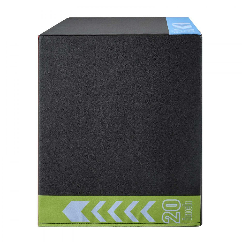 VEVOR 3-in-1 Rebonded Foam Plyo Box, 20/24/30-Inch, Plyometric Jump Boxes, for Home Gym, Non-Slip Step-Up Training Exercise Platform with Impact Cushioning, PVC Mesh, Shape Retention & Stable Support