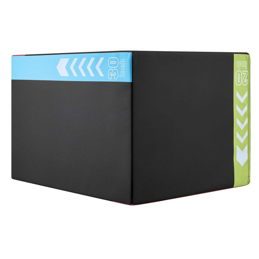 VEVOR 3-in-1 Rebonded Foam Plyo Box, 20/24/30-Inch, Plyometric Jump Boxes, for Home Gym, Non-Slip Step-Up Training Exercise Platform with Impact Cushioning, PVC Mesh, Shape Retention & Stable Support