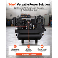 Vevor Air Compressor Generator Welder 3-in-1 Gas Powered 14 HP 30 Gall ...