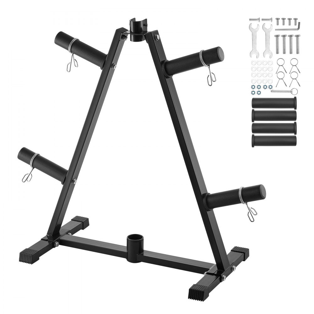 VEVOR Weight Plate Rack, A Frame Weight Plate Tree for 2-Inch Weight Plates, Standard Weight Plate Tree, 300 lbs Load Capacity Weight Storage Holder, Home Gym Barbell Rack Storage Stand, Black